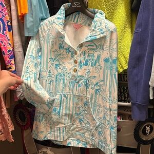 Lilly Pulitzer button up pullover blue print